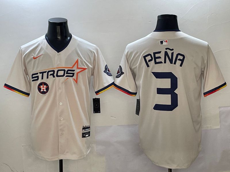 Men Houston Astros #3 Pena Cream Three generations Joint Name 2025 Nike MLB Jersey style 4118->chicago cubs->MLB Jersey